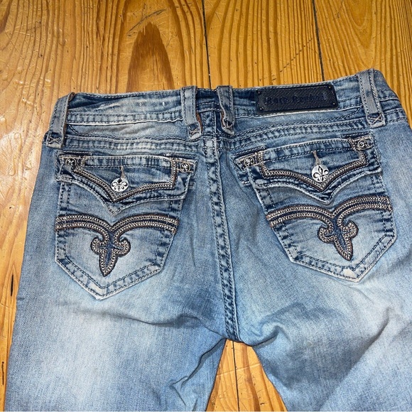 ROCK REVIVAL HEAVY STITCHING BLING FLAP POCKET JEANS SZ 29 - Picture 5 of 7